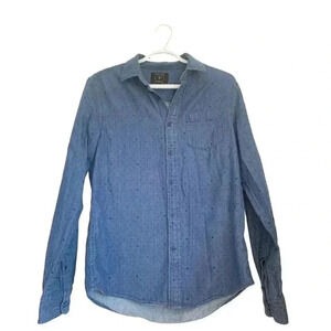 Guess women’s denim shirt  with geometric pattern, lightweight denim